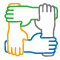 Icon showing four hands holding each other