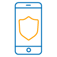 Garantía Extendida Icono enseñando un dispositivo móvil con un escudo de protección